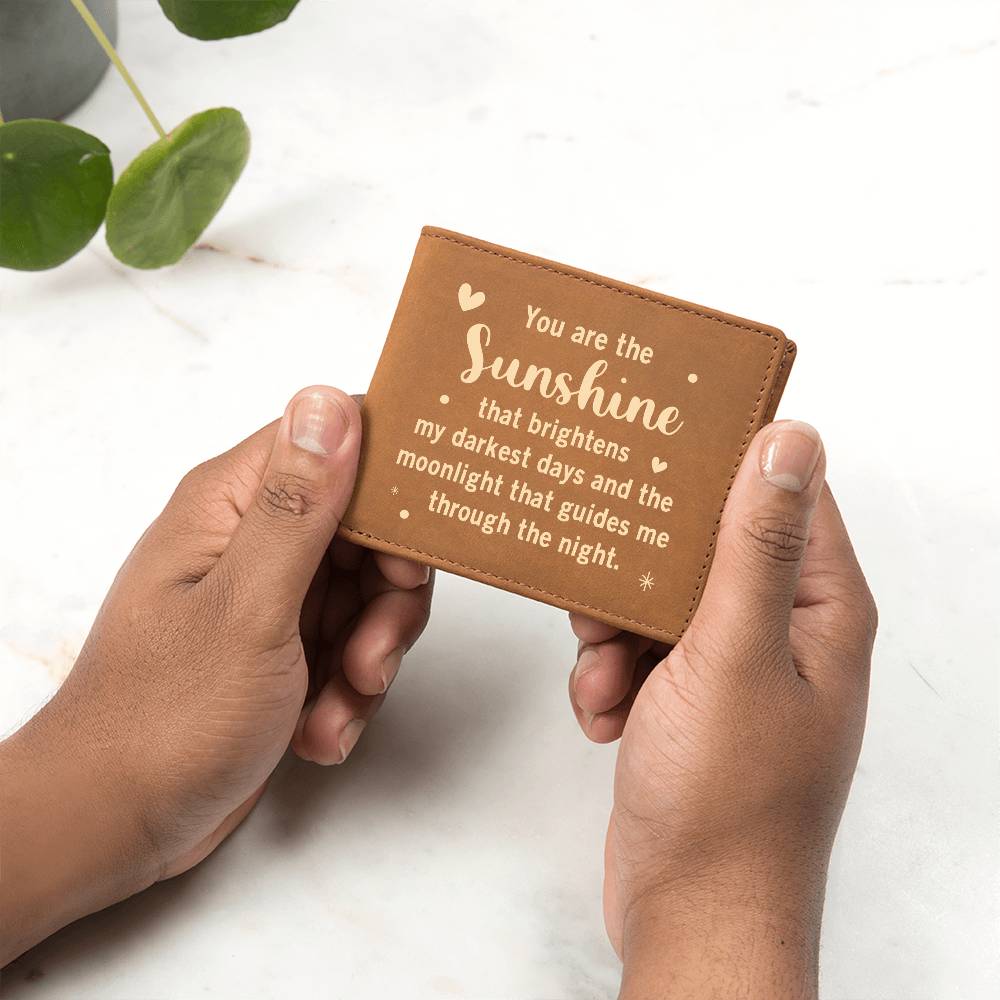 Sunshine and Moonlight Engraved Leather Wallet