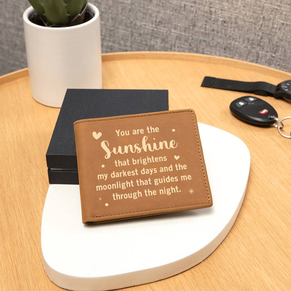 Sunshine and Moonlight Engraved Leather Wallet