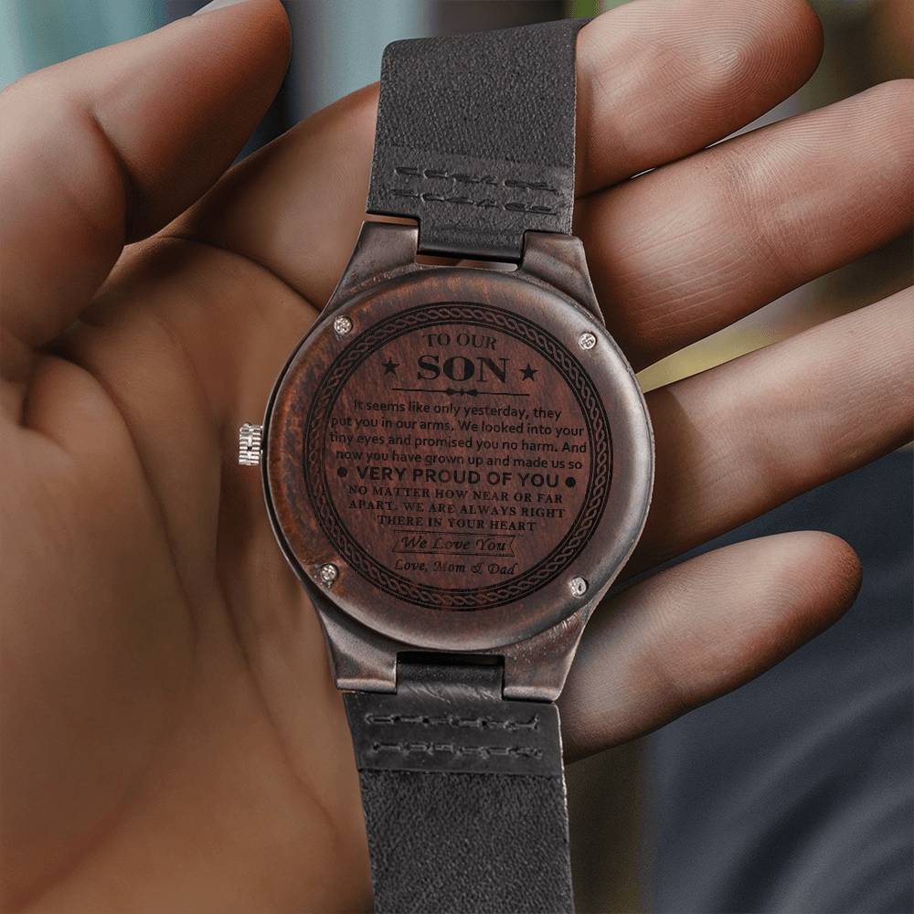 Engraved Wood Watch - Gift From Parents To Son