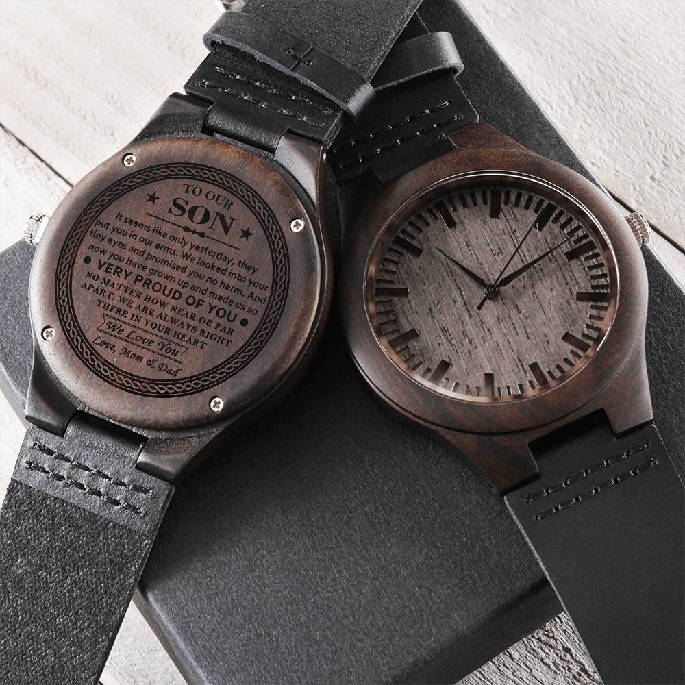 Engraved Wood Watch - Gift From Parents To Son