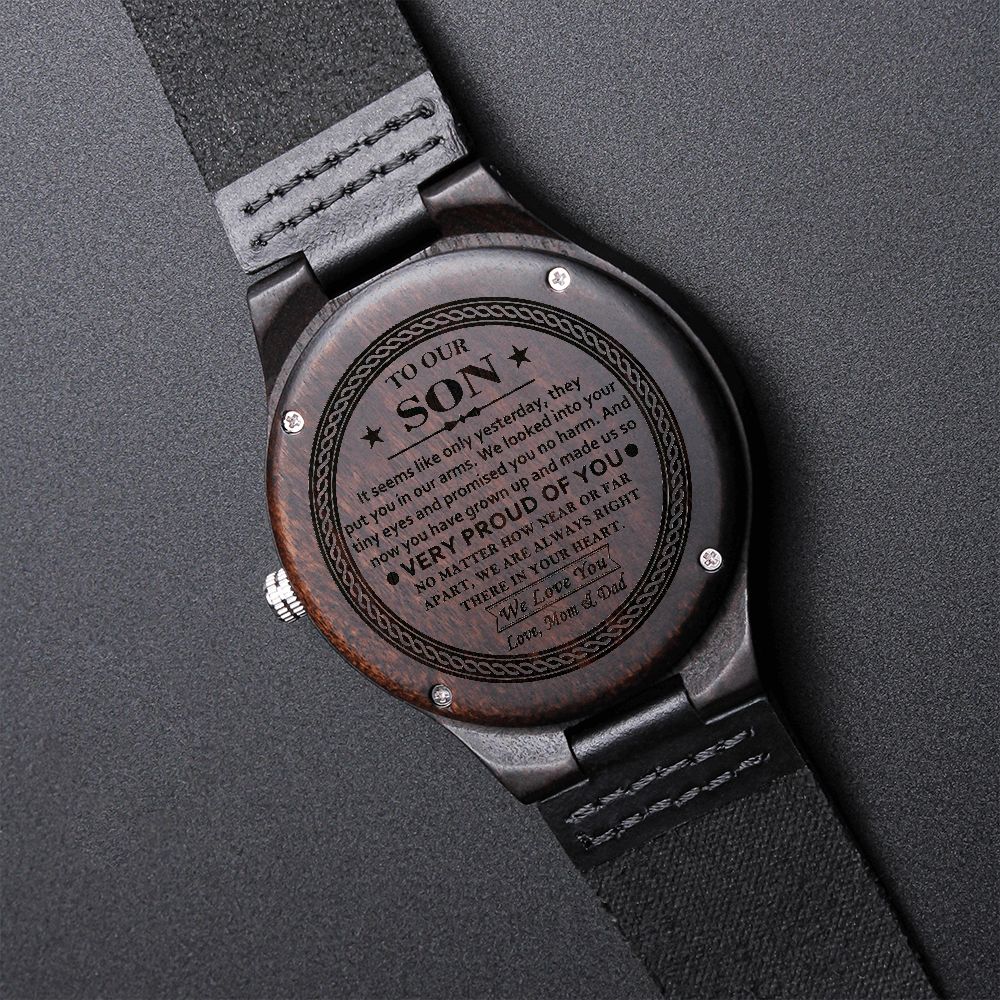 Engraved Wood Watch for Son from Parents