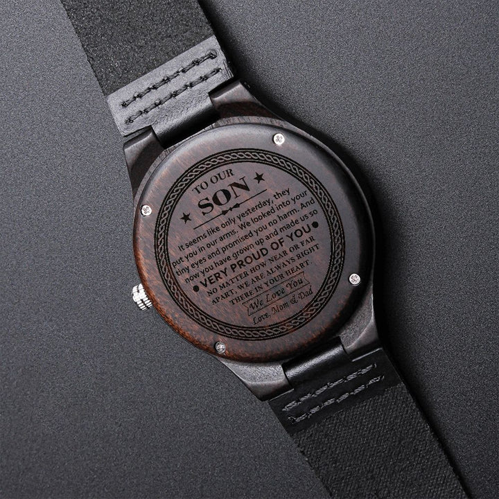 Engraved Wood Watch for Son from Parents