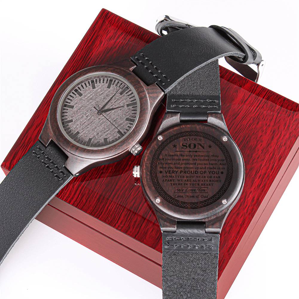 Engraved Wood Watch - Gift From Parents To Son