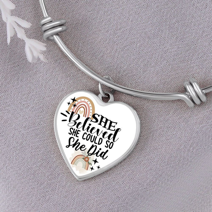 She Believed She Could Heart Bracelet