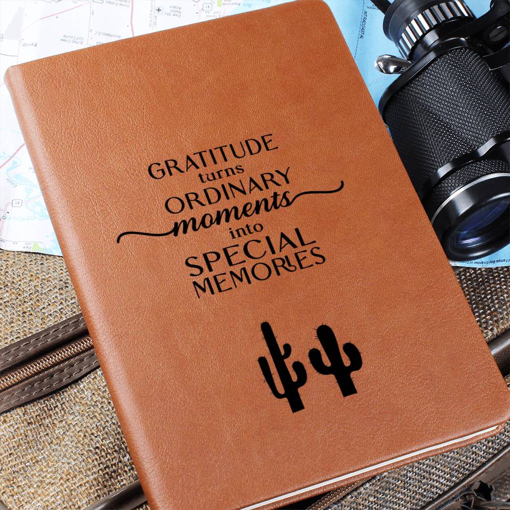 Gratitude Quote Cactus Leather Journal