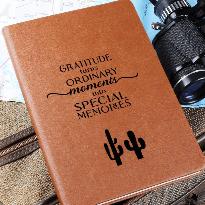 Gratitude Quote Cactus Leather Journal