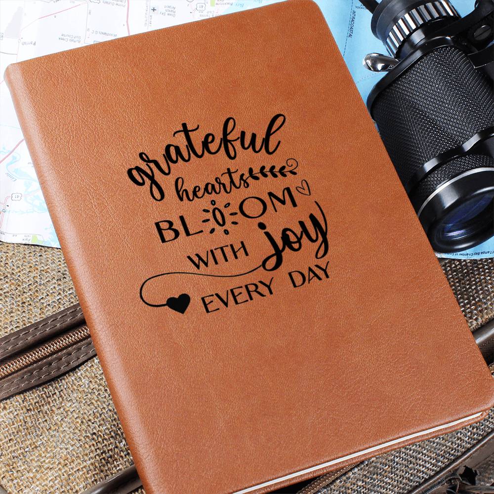 Leather Journal – Grateful Hearts Bloom with Joy