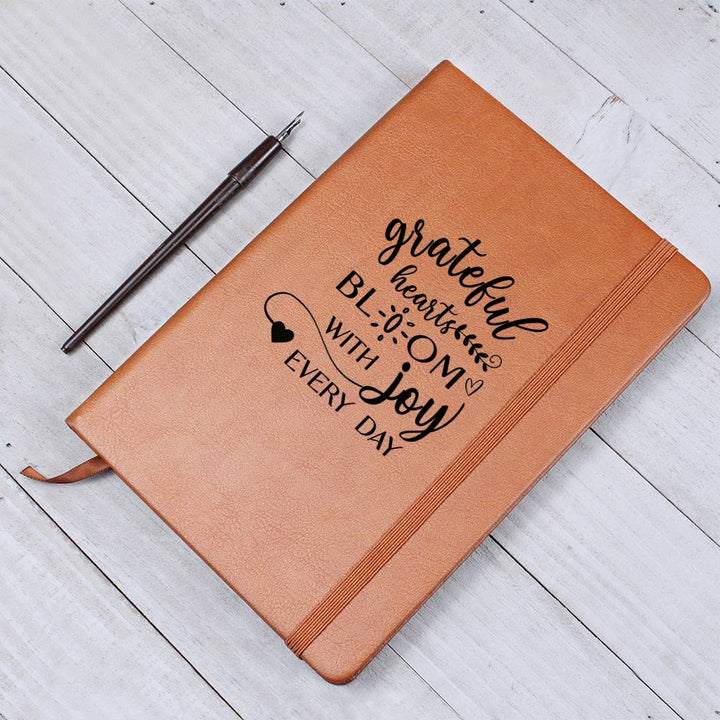 Leather Journal – Grateful Hearts Bloom with Joy