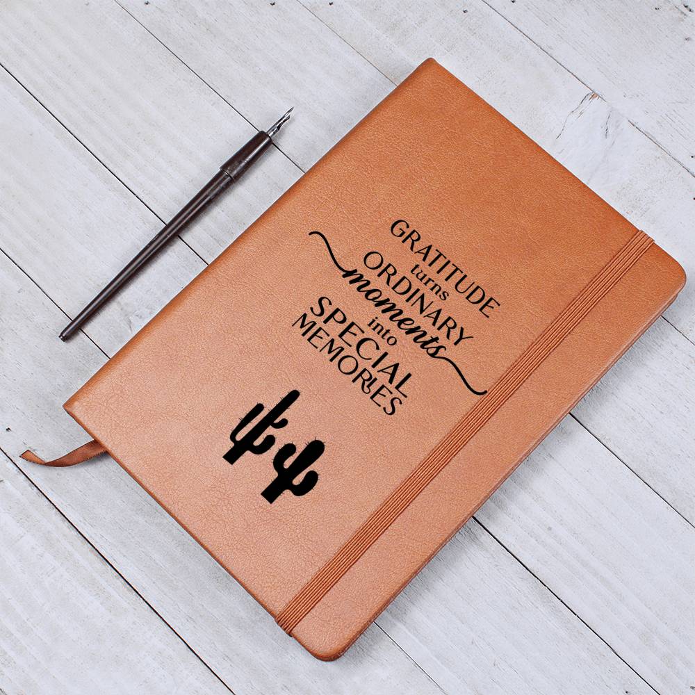 Gratitude Quote Cactus Leather Journal