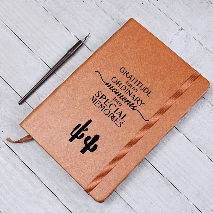 Gratitude Quote Cactus Leather Journal