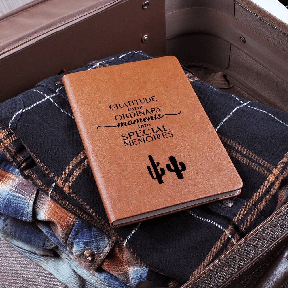 Gratitude Quote Cactus Leather Journal