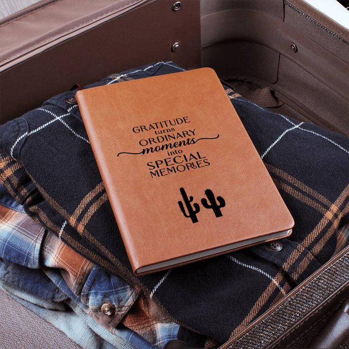 Gratitude Quote Cactus Leather Journal
