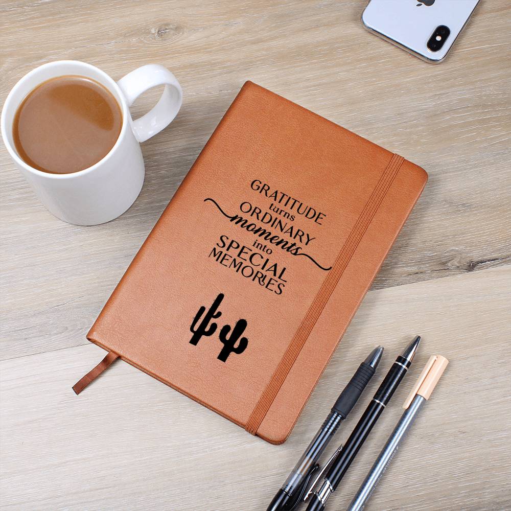 Gratitude Quote Cactus Leather Journal