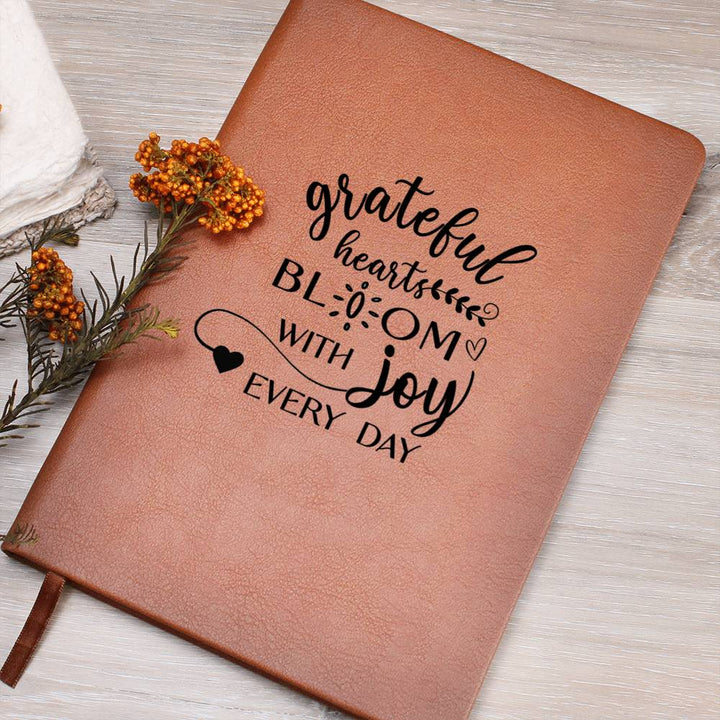 Leather Journal – Grateful Hearts Bloom with Joy
