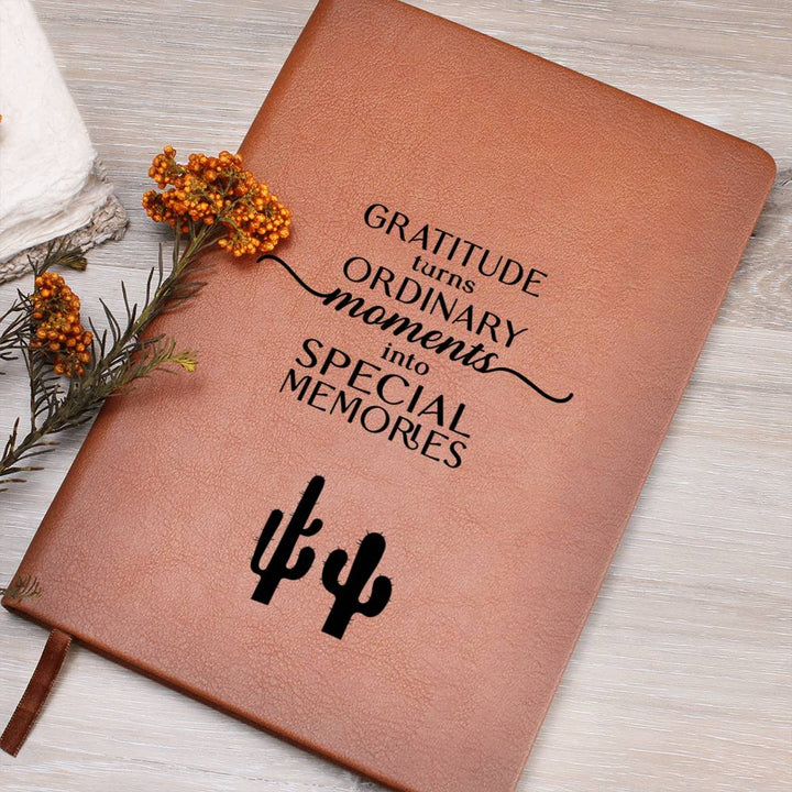 Gratitude Quote Cactus Leather Journal