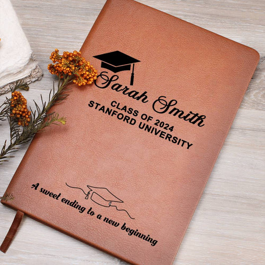 Personalized Graduation Journal - Sweet ending to a new beginning