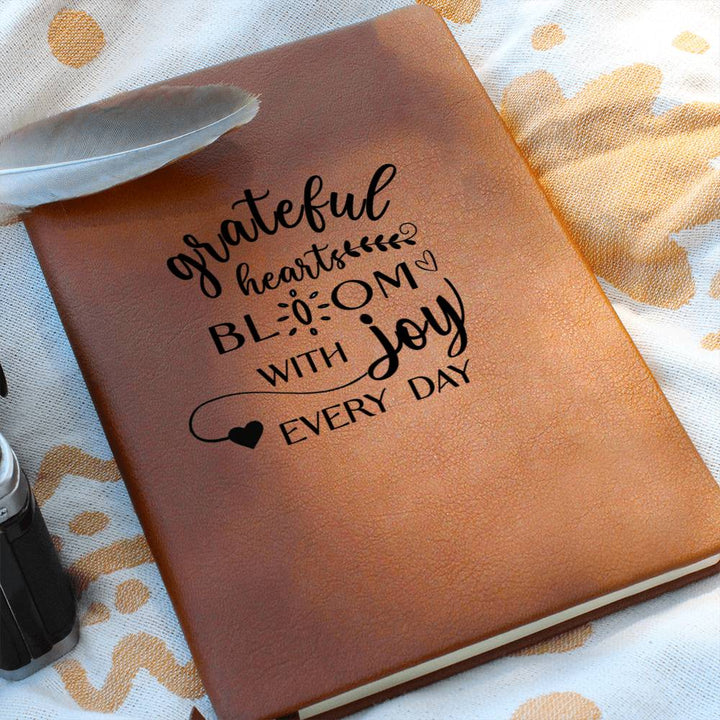 Leather Journal – Grateful Hearts Bloom with Joy