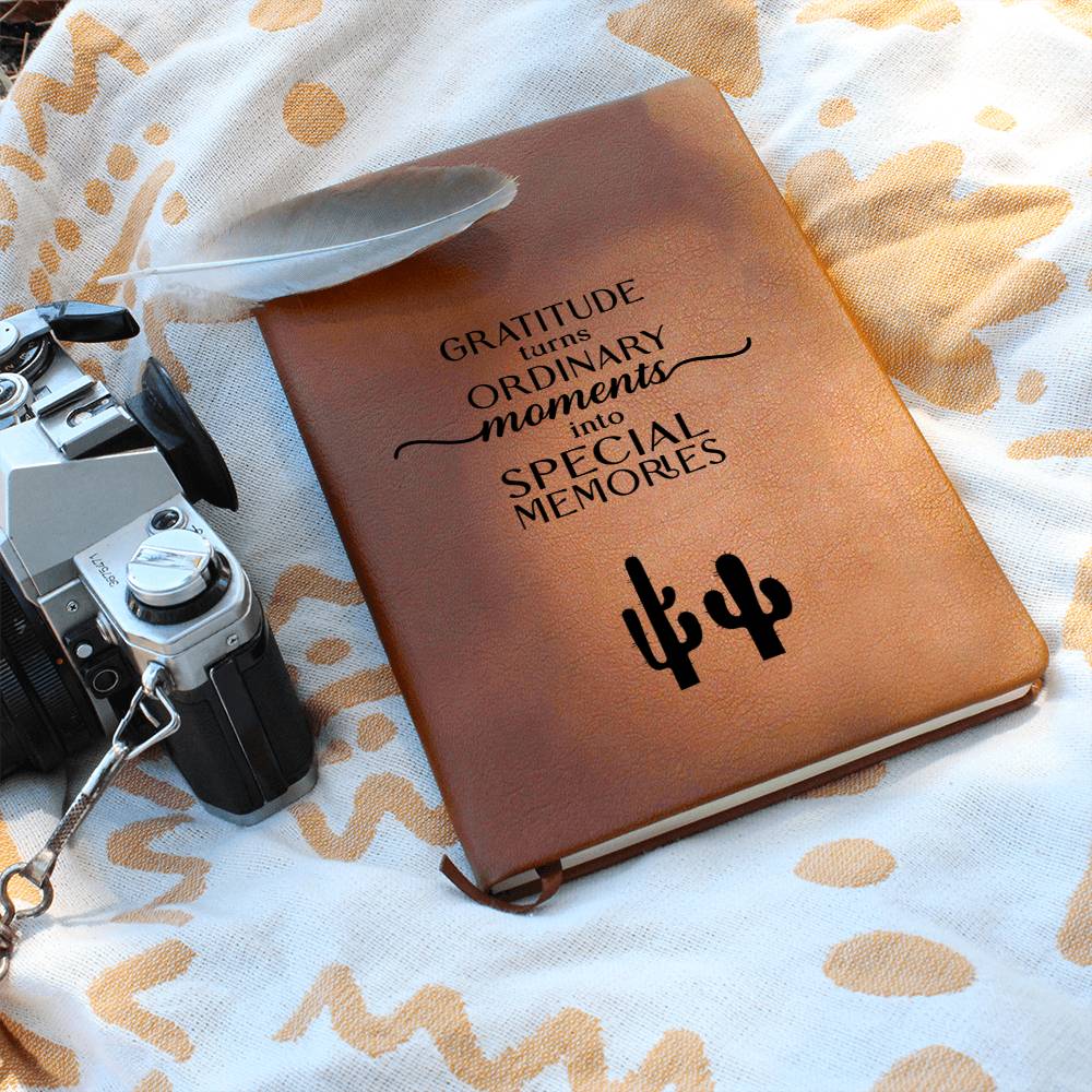 Gratitude Quote Cactus Leather Journal