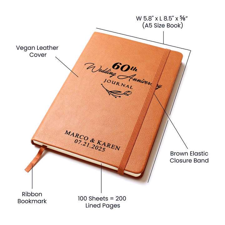 Personalized 60th Wedding Anniversary Journal