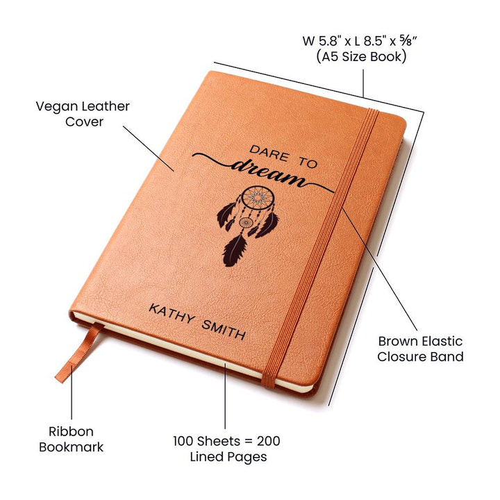 Personalized “Dare to Dream” Leather Journal