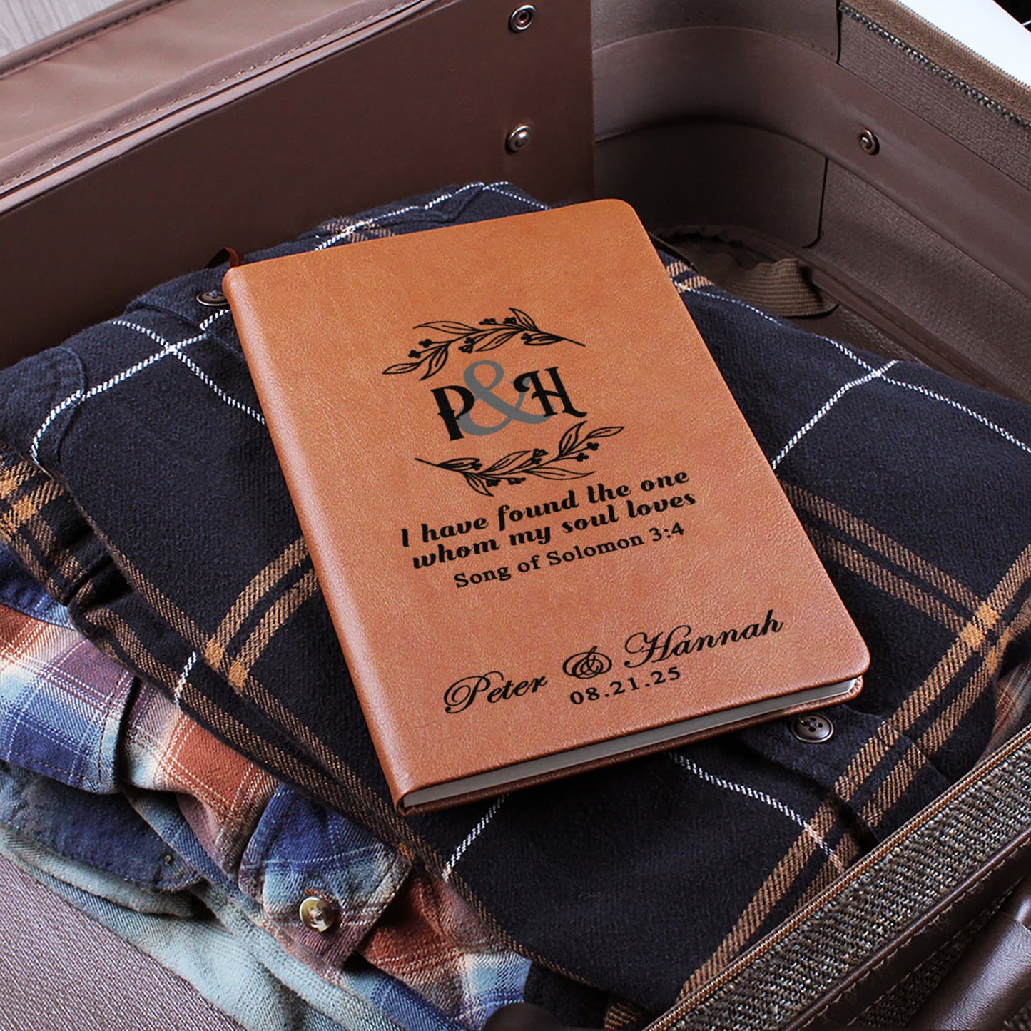 Personalized Leather Wedding Scripture Journal