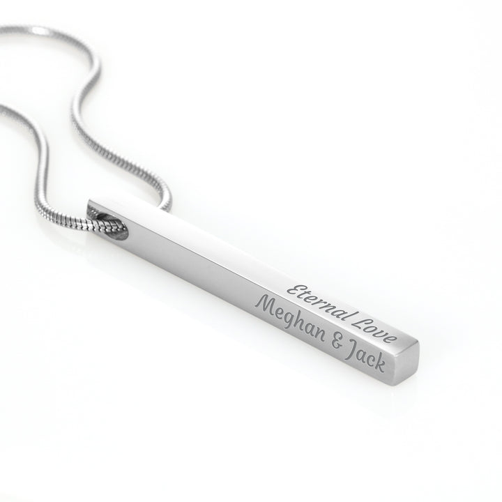 Engraved Bar Necklace – Personalized Eternal Love Pendant for Couples