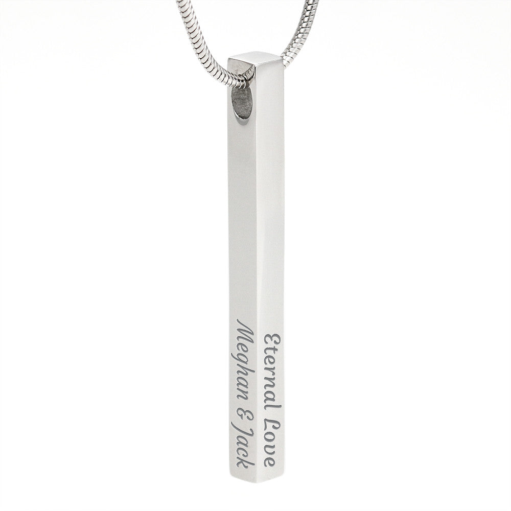 Engraved Bar Necklace – Personalized Eternal Love Pendant for Couples