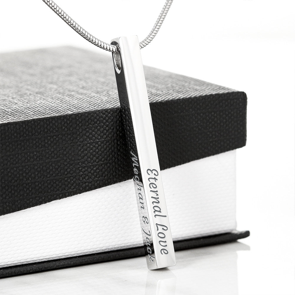 Engraved Bar Necklace – Personalized Eternal Love Pendant for Couples