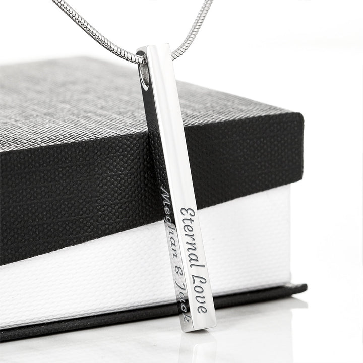 Engraved Bar Necklace – Personalized Eternal Love Pendant for Couples