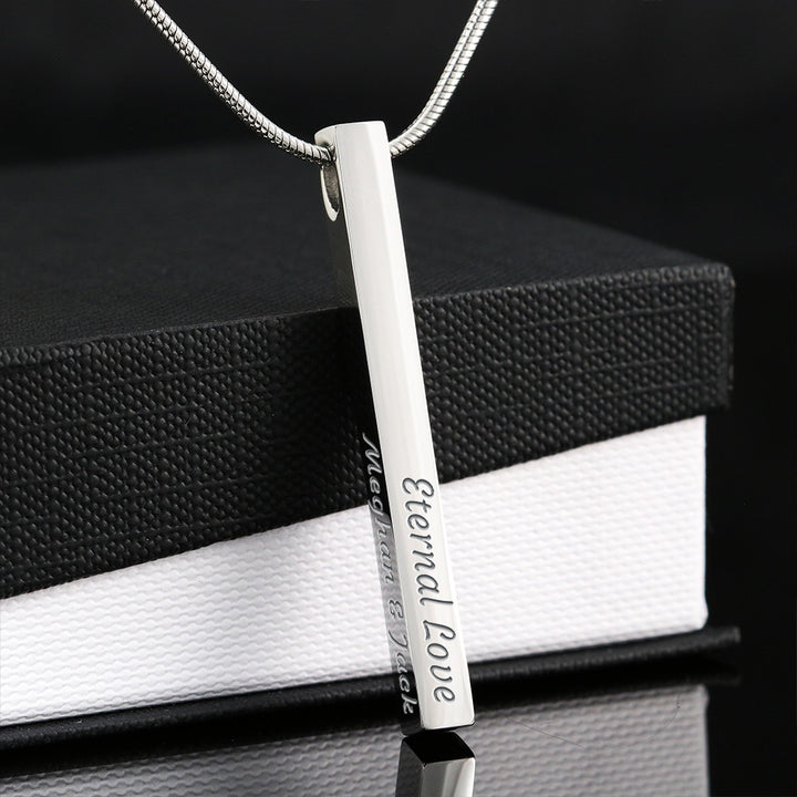 Engraved Bar Necklace – Personalized Eternal Love Pendant for Couples