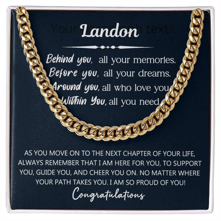 Personalized Graduation Necklace – Encouragement Cuban Chain