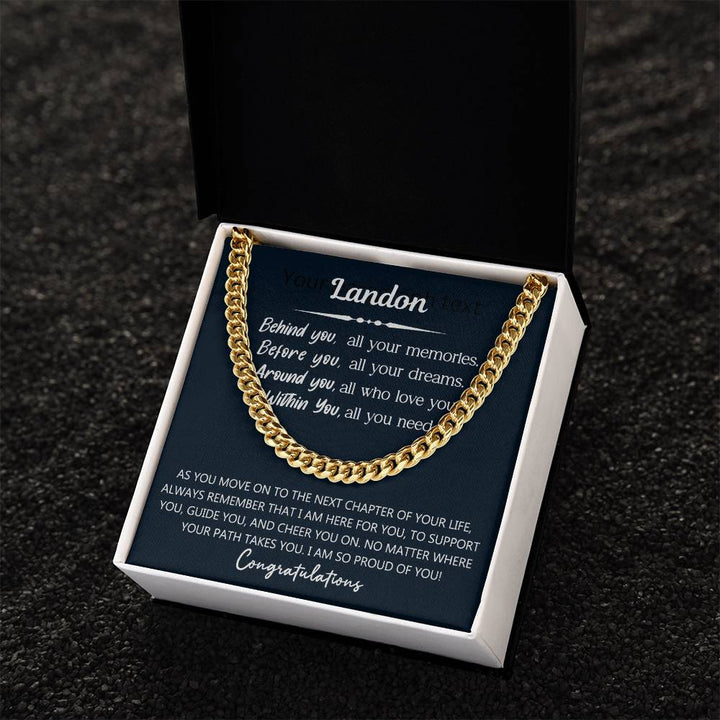 Personalized Graduation Necklace – Encouragement Cuban Chain