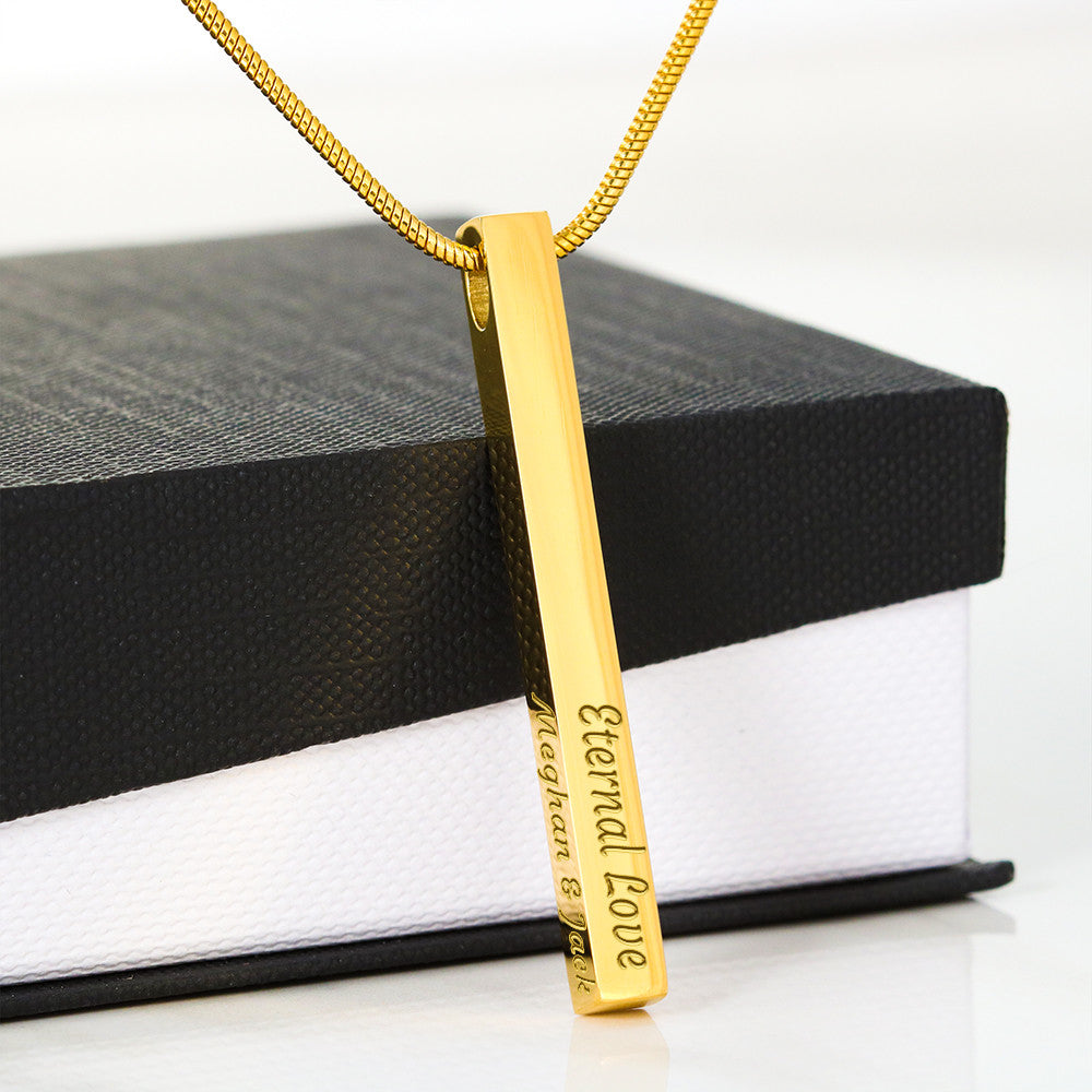 Engraved Bar Necklace – Personalized Eternal Love Pendant for Couples