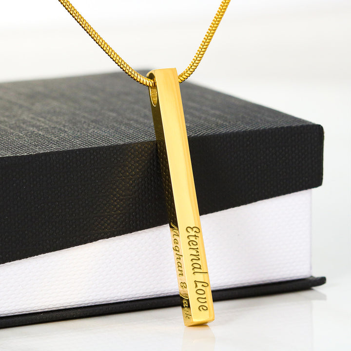 Engraved Bar Necklace – Personalized Eternal Love Pendant for Couples