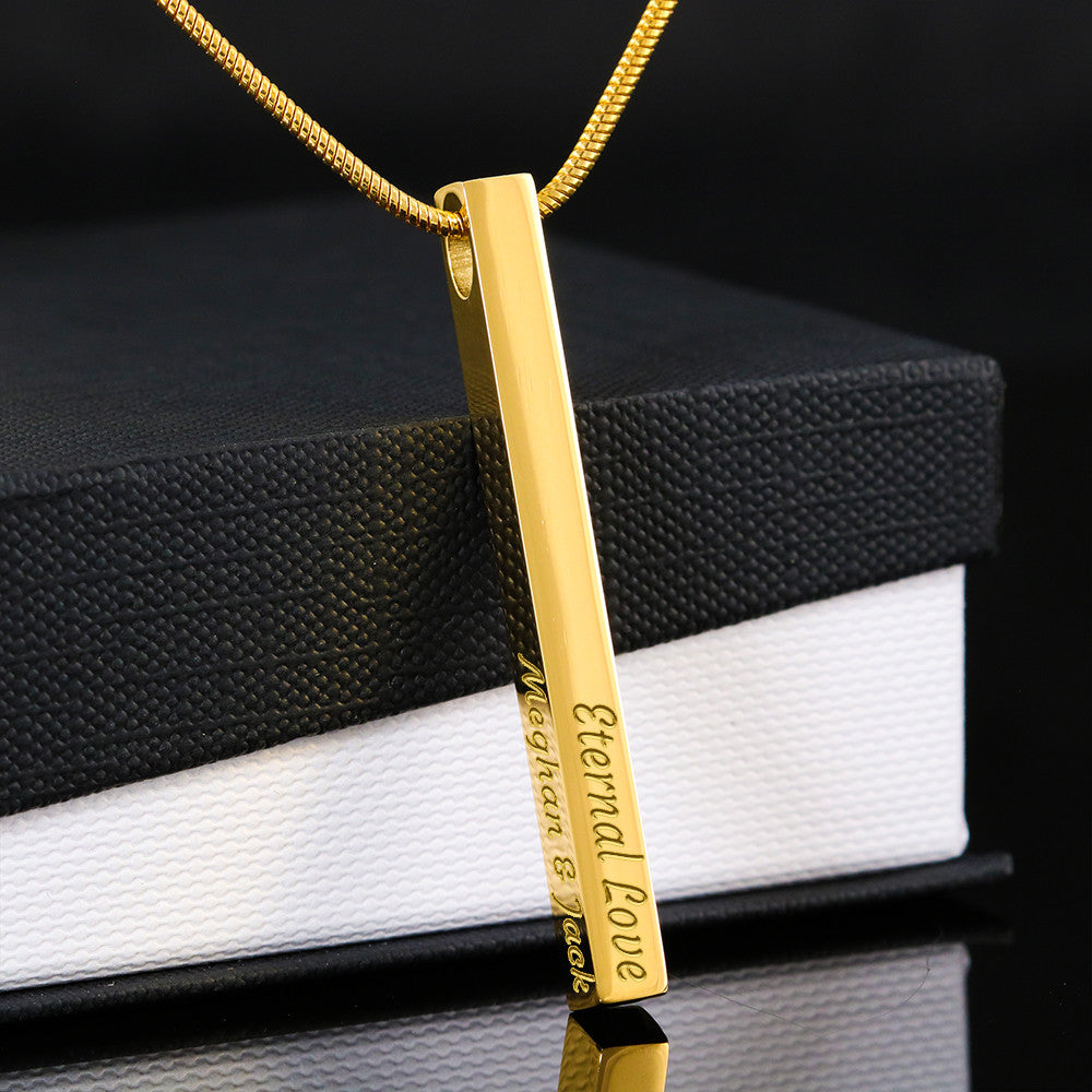 Engraved Bar Necklace – Personalized Eternal Love Pendant for Couples