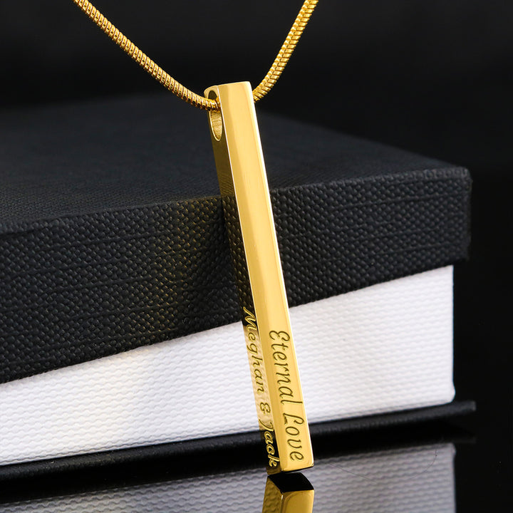 Engraved Bar Necklace – Personalized Eternal Love Pendant for Couples