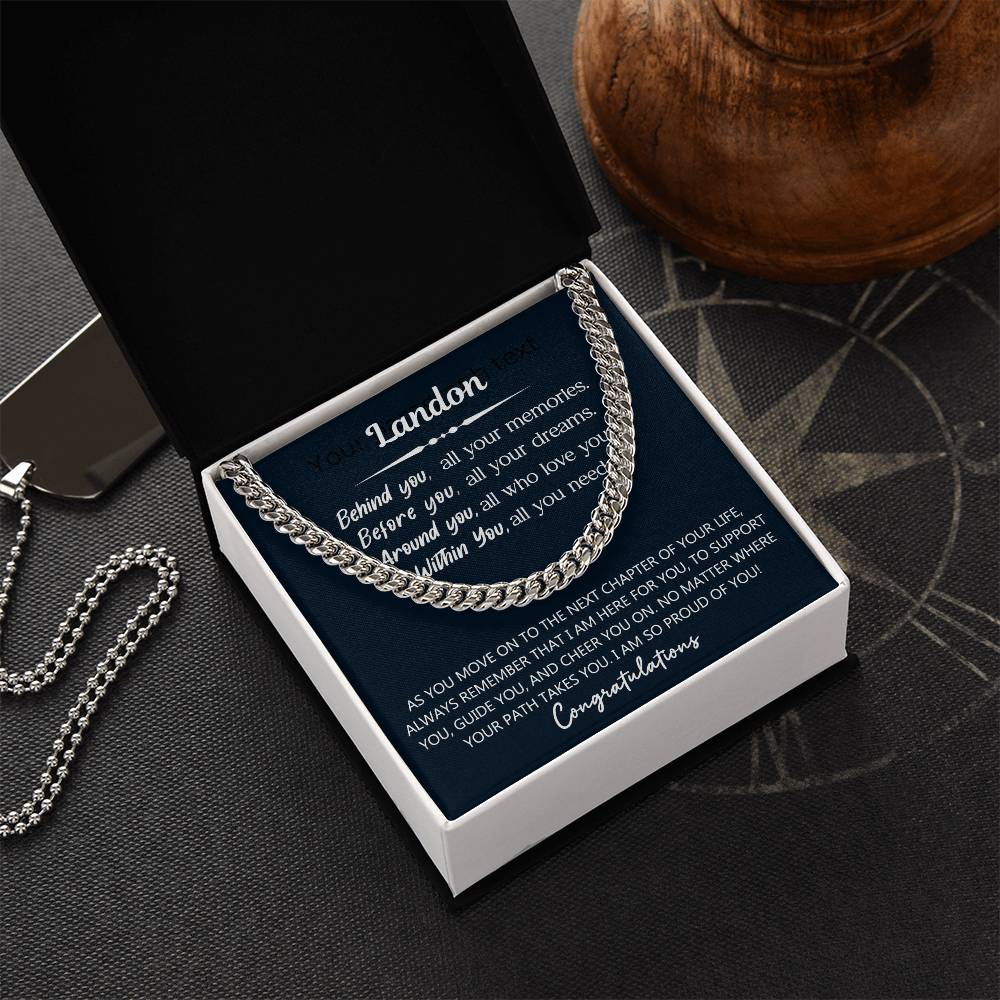 Personalized Graduation Necklace – Encouragement Cuban Chain