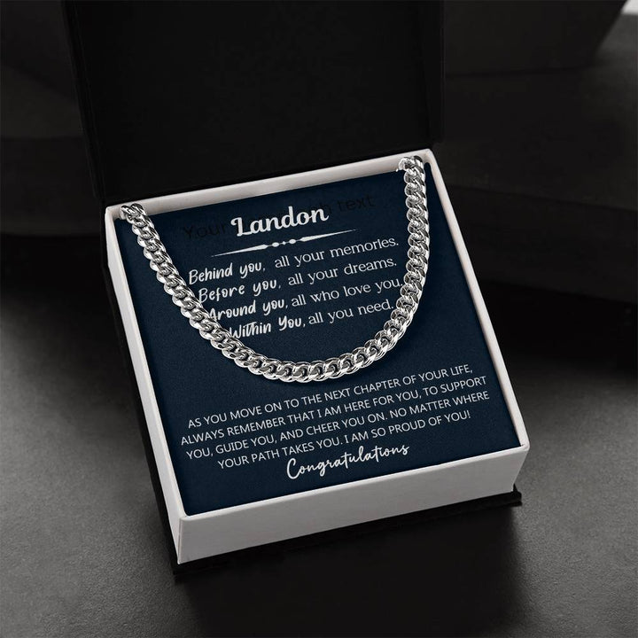 Personalized Graduation Necklace – Encouragement Cuban Chain
