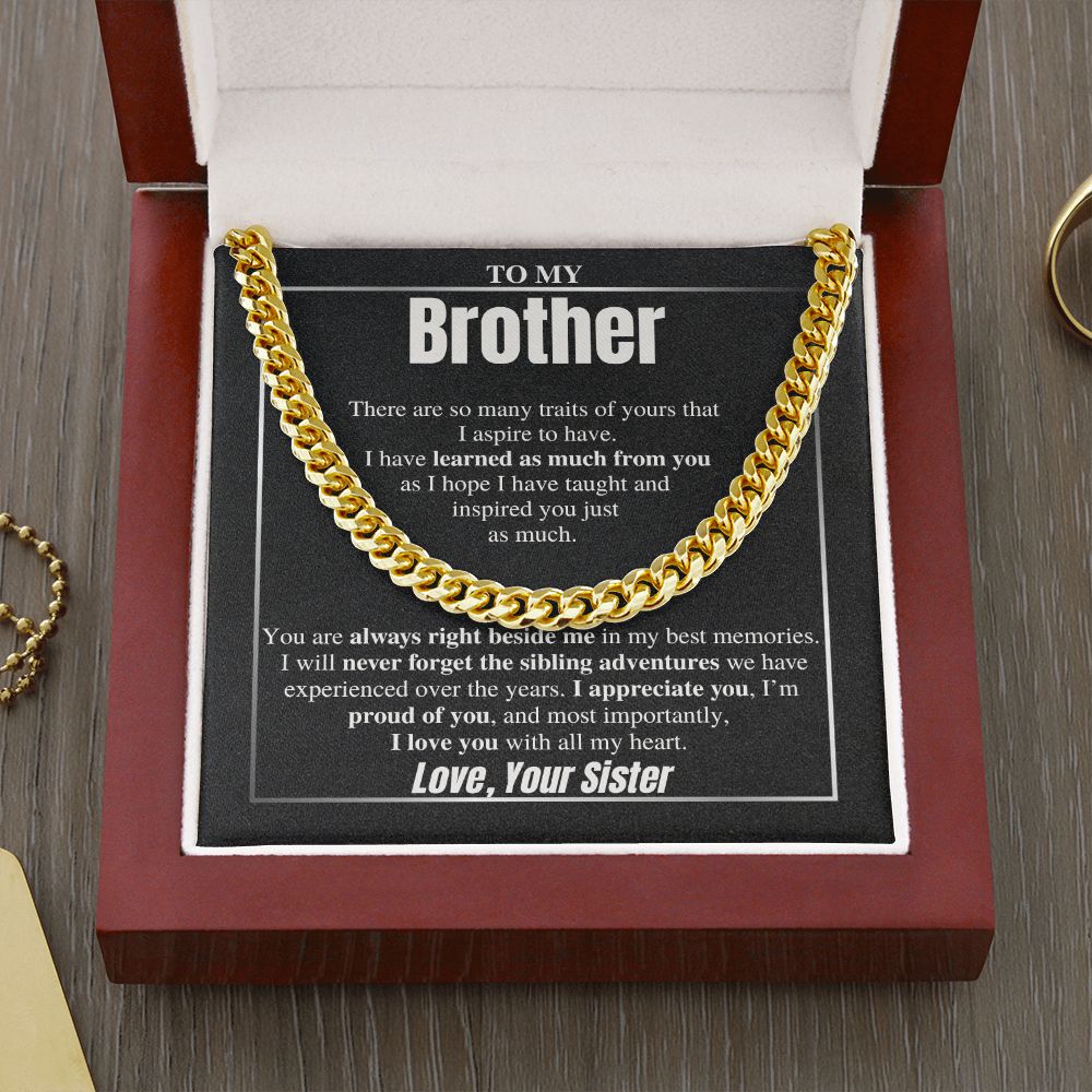 To My Brother Cuban Chain Gift