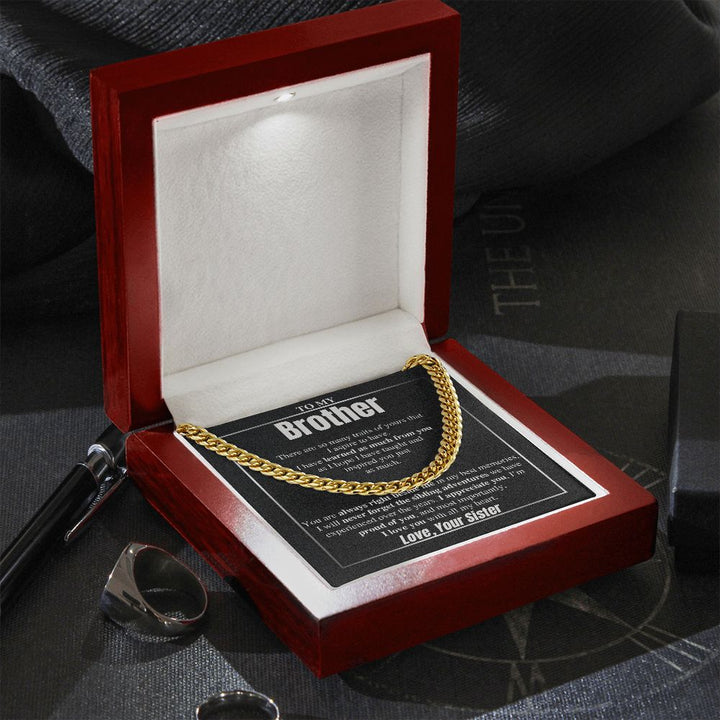 To My Brother Cuban Chain Gift