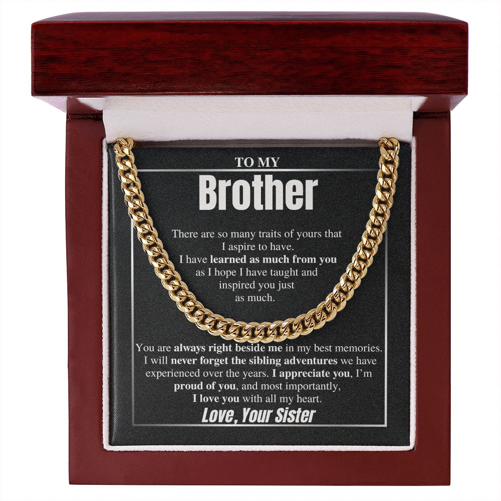 To My Brother Cuban Chain Gift