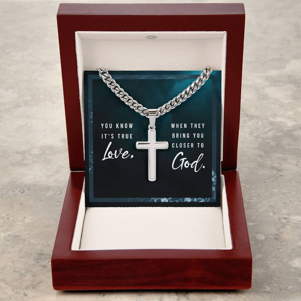 Silver Cross Necklace – Religious Gift for Husband, Son, or Boyfriend