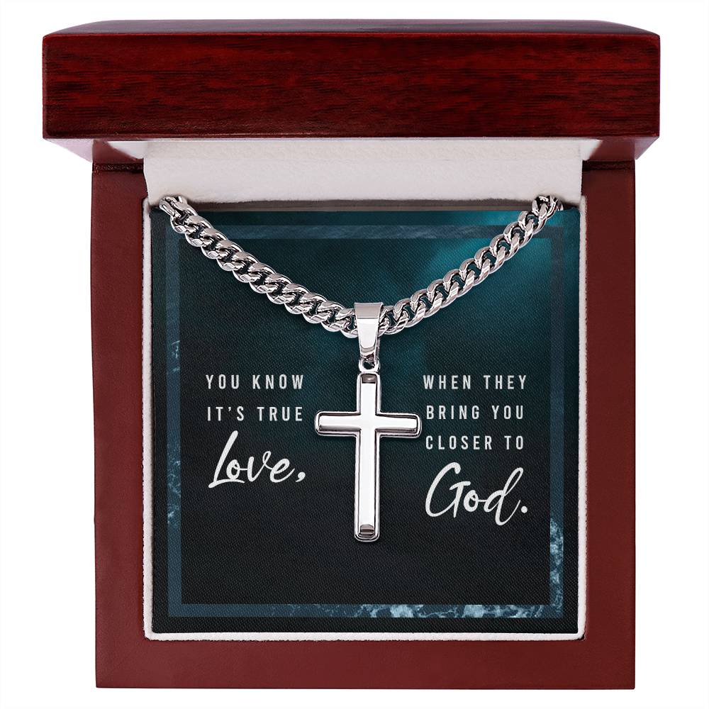 Silver Cross Necklace – Religious Gift for Husband, Son, or Boyfriend