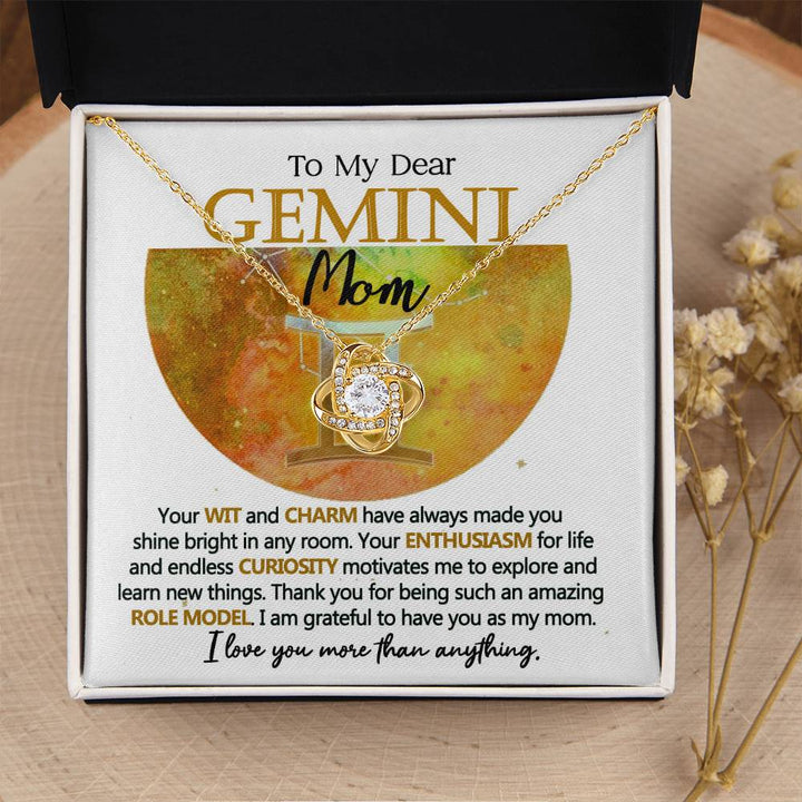 Gemini Mom Love Knot Necklace Gift