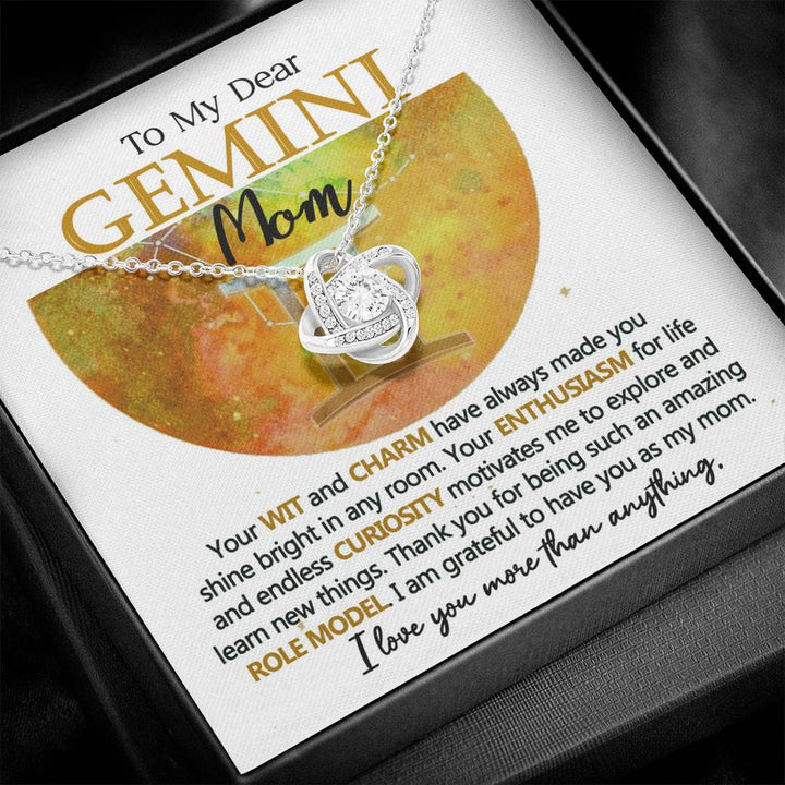 Gemini Mom Love Knot Necklace Gift
