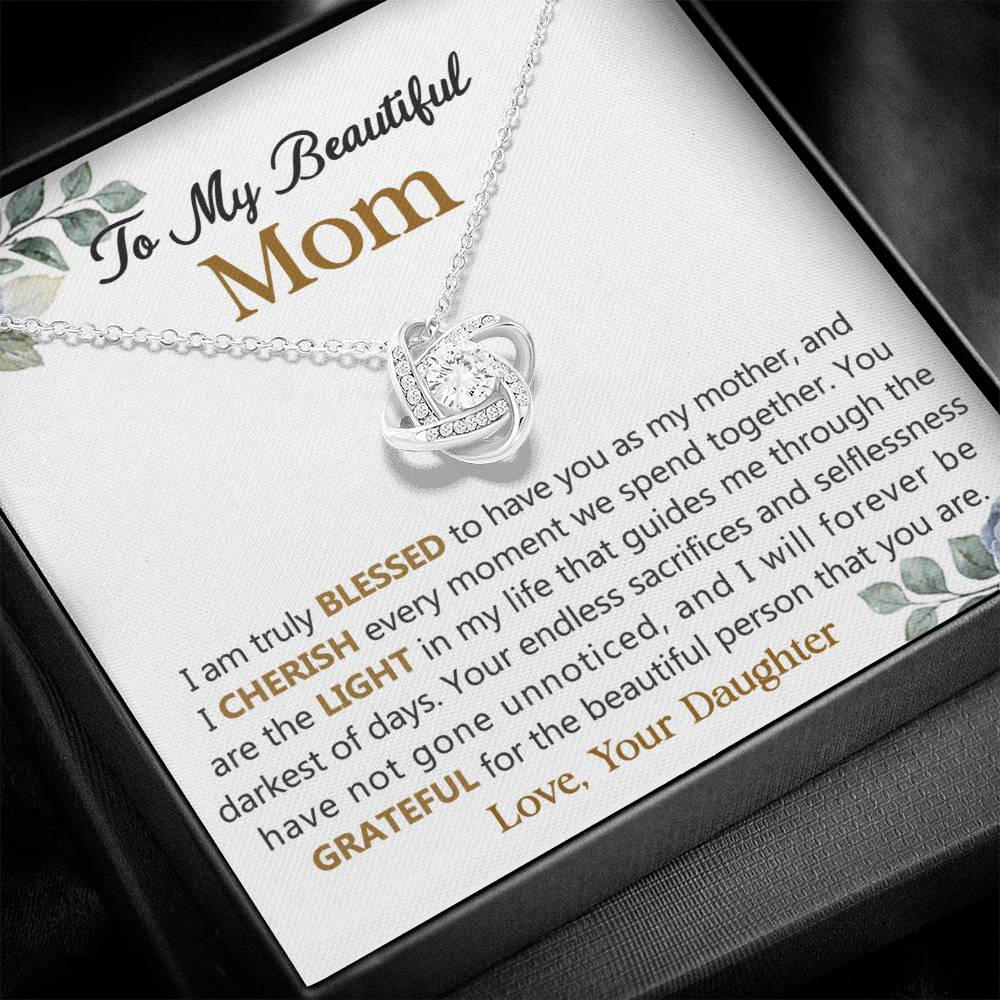 To My Beautiful Mom Necklace From Daughter
