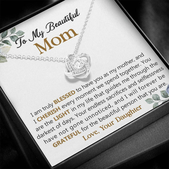 To My Beautiful Mom Necklace From Daughter