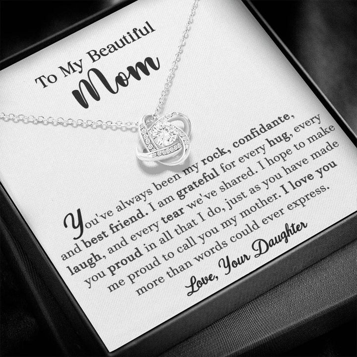 To My Beautiful Mom Knot Necklace Gift From Daughter