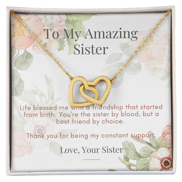 Interlocking Hearts Necklace for Beloved Sister