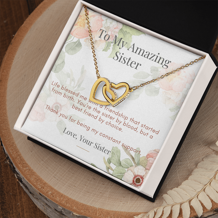 Interlocking Hearts Necklace for Beloved Sister